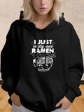 Women's Hoodie I Just Really Love Ramen With Smiling Cartoon Bowl Illustration Surrounded By Hearts