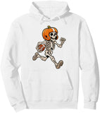 Men's Hoodie Halloween Skeleton With Pumpkin Head Dribbling Spooky Basketball Hoodie
