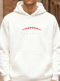 Men's Hoodie Minimal Lettering With Subtle Red Lines Football