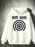 Men's Hoodie Aim Here Bold Target Circles With Red Center Mark