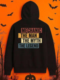 Men's Hoodie Mechanic The Man The Myth The Legend Bold Color Blocked Letters Hoodie