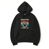 Men's Hoodie Adopt A Street Cat Vintage Sunset With Playful Masked Raccoon Centered Hoodie