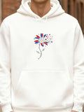 Men's Hoodie Delicate Red And Blue Petals With Graceful Gentle Stem Flower