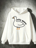 Men's Hoodie Silly Goose Simple Outline With Orange Feet White Goose