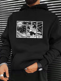 Men's Hoodie Graphic Comic Style Wave Panels With Bold Ocean Sun And Clouds