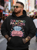 Men's Hoodie Diamond Painting Is My Therapy With Sparkling Gemstone And Pink Roses Hoodie