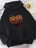 Men's Hoodie Gradient Falling Hearts With Scattered Shapes On Dark Hoodie Heart