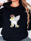 Women's Hoodie Dabbing Cartoon Chicken With Playful Bold Expression Chicken
