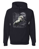 Men's Hoodie Wild Moonlit Canyon With Charging White Horse Grazing Under Moon