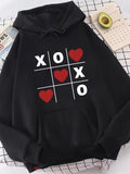 Men's Hoodie Xoxo Red Hearts Arranged In A Grid Pattern On Black Hoodie