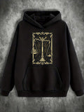 Men's Hoodie Golden Scales Surrounded By Baroque Frame On Intricate Black Hoodie