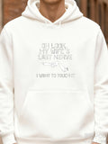 Men's Hoodie Oh Look My Wifes Last Nerve I Want To Touch It Minimalist Line Drawing Hand