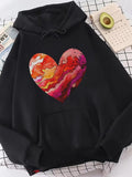 Men's Hoodie Abstract Marbled Clouds With Colorful Patterns Forming Heart