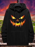 Women's Hoodie Glowing Spooky Face With Sharp Teeth And Fiery Eyes Pumpkin