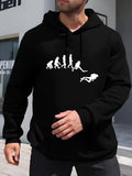 Men's Hoodie Evolution Sequence Leading To Underwater Diving Silhouette Diver