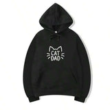 Men's Hoodie Cat Dad Simple Whiskers Outline With Playful Design Cat