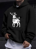 Men's Hoodie Whimsical Deer With Bold Antlers Wearing A Festive Scarf Deer