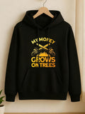 Men's Hoodie My Money Grows On Trees With Golden Dollar Bills Across Hoodie