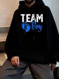 Men's Hoodie Team Boy With Blue Paw Print And Playful Text Hoodie
