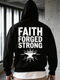 Men's Hoodie Faith Forged Strong With Radiating Light Over Classic Iron Anvil