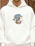 Men's Hoodie Frozen Wilderness With Blue Sky Reflected In Majestic Deer