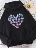 Men's Hoodie Colorful Gradient Paw Prints Arranged In Heart Shape Hoodie