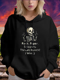 Women's Hoodie Rock Paper Scissors Throat Punch I Win Skeleton Bones Hoodie