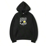 Men's Hoodie Worlds Okayest Pool Player With Smiling Billiard Ball And Cue Stick Hoodie