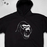 Men's Hoodie Bold White Accent Lines Highlighting Roaring Powerful Gorilla Head