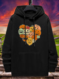 Women's Hoodie Colorful Playful Carved Pumpkins Arranged In A Heart Shape Pumpkin
