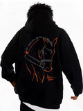 Men's Hoodie Graceful Lines Forming Vibrant Abstract Artistic Horse Portrait