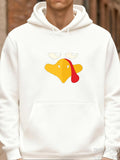 Men's Hoodie Minimalist Graphic With Yellow And Red Shape Playful Chicken