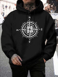 Men's Hoodie Intricate Nautical Compass Rose With Directional Letters Under Soft Light Compass