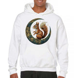Men's Hoodie Golden Crescent Moon With Bright Squirrel Surrounded By Shimmering Particles