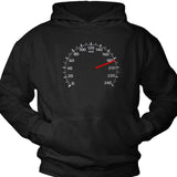Men's Hoodie Classic Speedometer With Red Needle Display On Black Hoodie