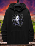 Women's Hoodie Enchanted Night With Floating Ghost Surrounded By Mystical Patterns Ghost