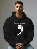 Men's Hoodie Cattastrophe White Cat Face With Tail Forming Punctuation Symbol