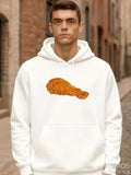 Men's Hoodie Crispy Golden Delicious Texture Among City Buildings Chicken Drumstick