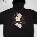 Men's Hoodie Delicate White Floral Blooms Surrounded By Subtle Dark Foliage Flower