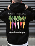 Men's Hoodie Lets Root For Each Other Colorful Garden Carrots With Vibrant Green Leaves Vegetable