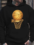 Men's Hoodie Golden Glowing Hoop With Shining Net And Spinning Basketball