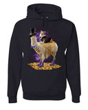 Men's Hoodie Purple Lightning Among Gold Coins With Llama Wearing Top Hat
