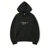 Men's Hoodie Abstract Streaks Flowing Energetically Across Soft Cotton Black Hoodie
