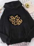 Men's Hoodie Animal Print Patterned Hearts Overlapping On Soft Cotton Hoodie Heart