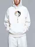 Men's Hoodie Ink Style Fish Swimming With Gentle Ripples Under Moonlight Fish