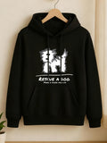 Men's Hoodie Rescue A Dog Brushstroke Silhouette Over Text With Standing Terrier Dog