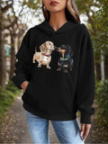 Women's Hoodie Two Playful Dogs In A Peaceful Park Surrounded By Lush Greenery Hoodie