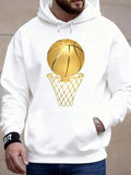 Men's Hoodie Golden Shining Net With Hoop Over Clean White Basketball