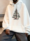 Men's Hoodie Ornamental Pine Tree With Delicate Branches Festive Accents Among Winter Snow Tree