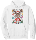 Men's Hoodie Festive Deer Surrounded By Christmas Ornaments And Evergreen Trees Deer